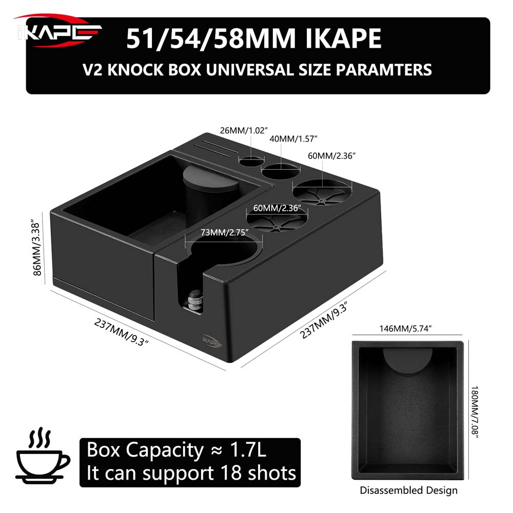IKAPE Espresso Products, ABS V2 Knock Box For 51mm, 54mm, 58mm Portafilter