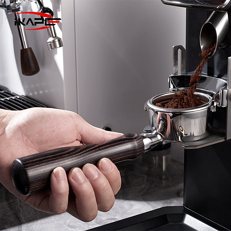 IKAPE Espresso Bottomless Portafilter Colorful Wooden Handle-Hantom