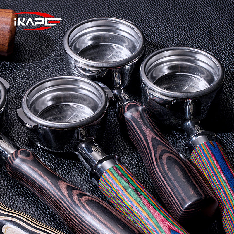 IKAPE Espresso Bottomless Portafilter Colorful Wooden Handle-Hantom