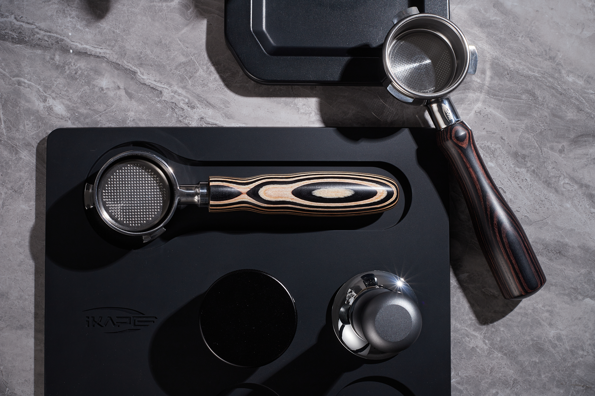 IKAPE Espresso Bottomless Portafilter Colorful Wooden Handle--Pearl White