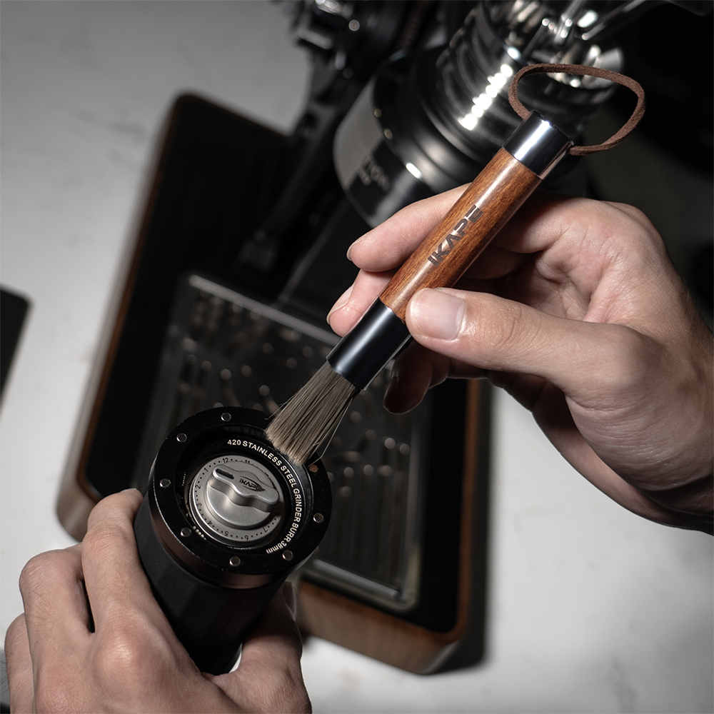 IKAPE Espresso Walnut Wood Handle Clean Brush