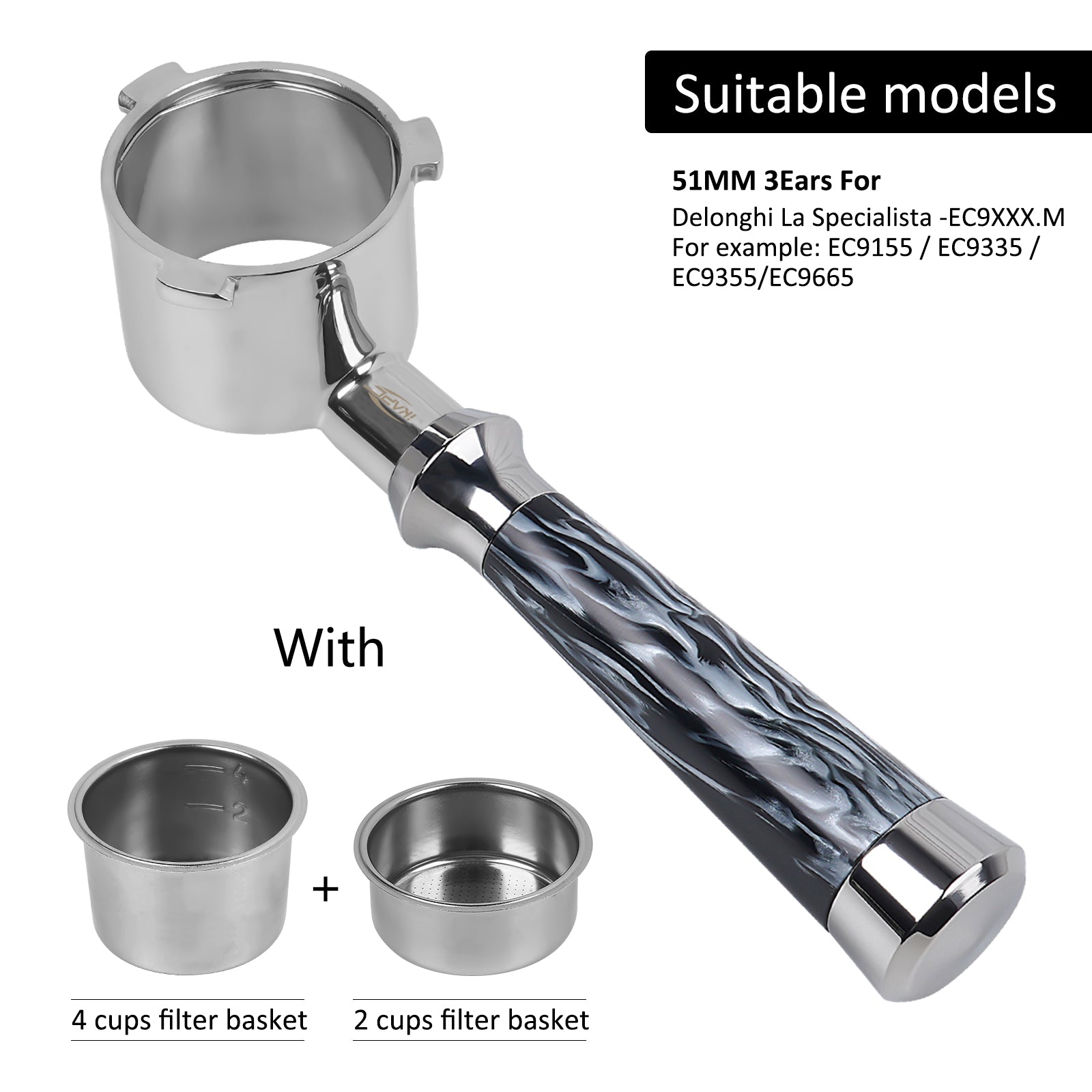 IKAPE Espresso Machinie Bottomless Portafilter with Basket (illusionary Stream)