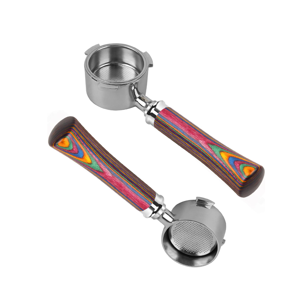 IKAPE Espresso Bottomless Portafilter Colorful Wooden Handle--Rainbow