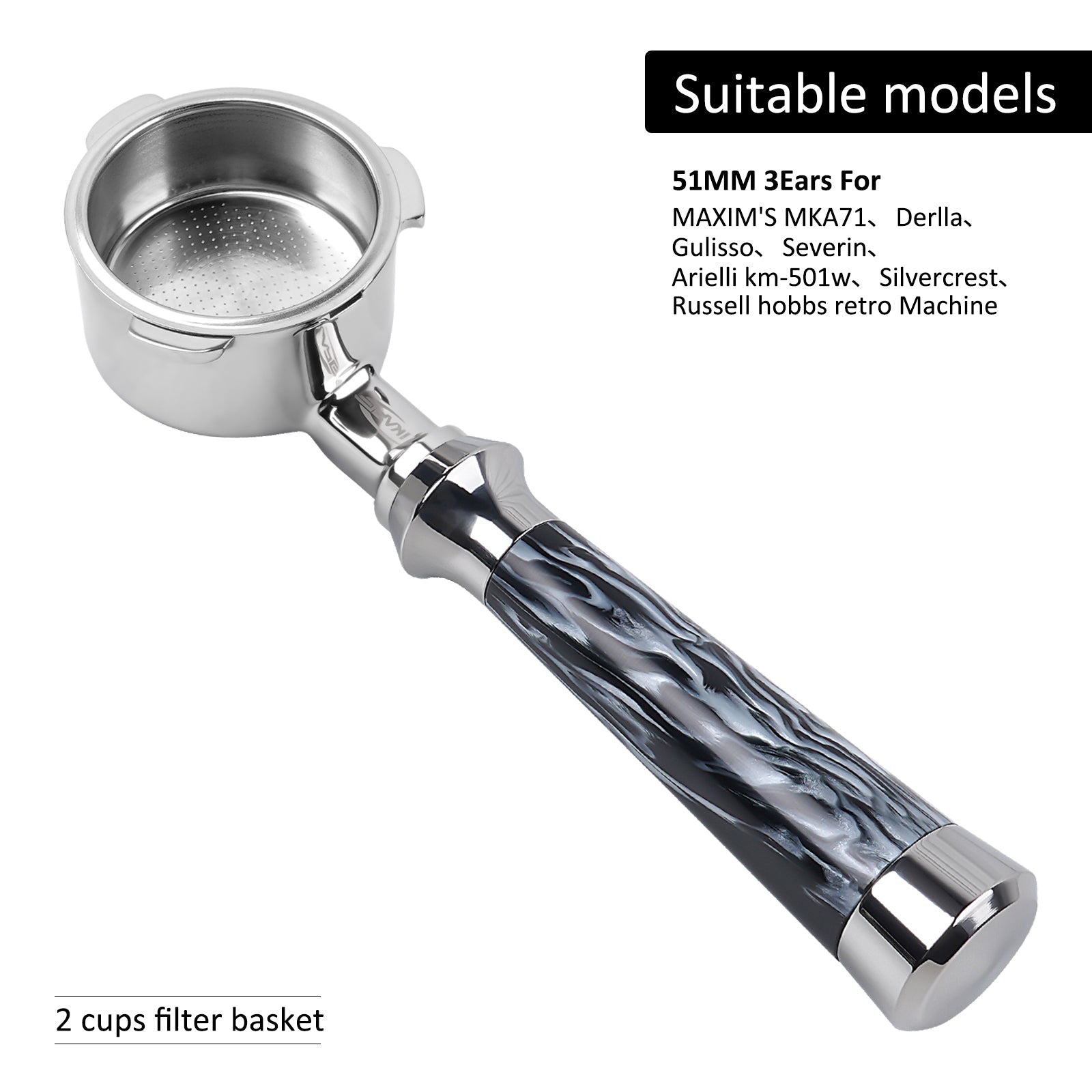 IKAPE Espresso Machinie Bottomless Portafilter with Basket (illusionary Stream)