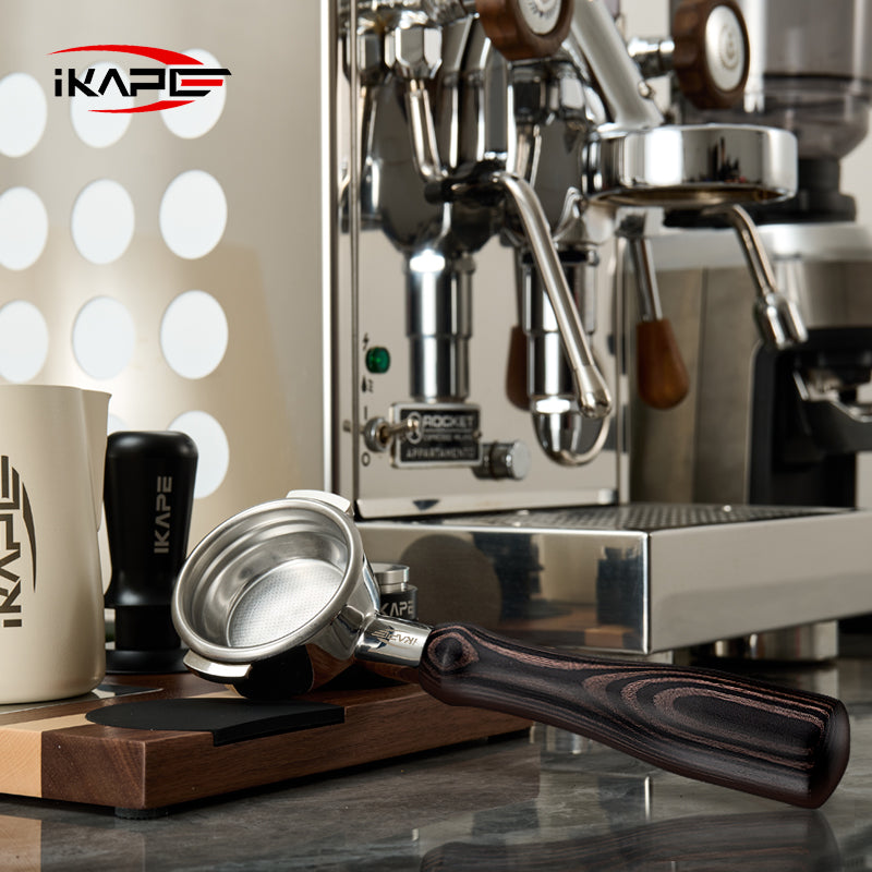 IKAPE Espresso Bottomless Portafilter Colorful Wooden Handle-Hantom