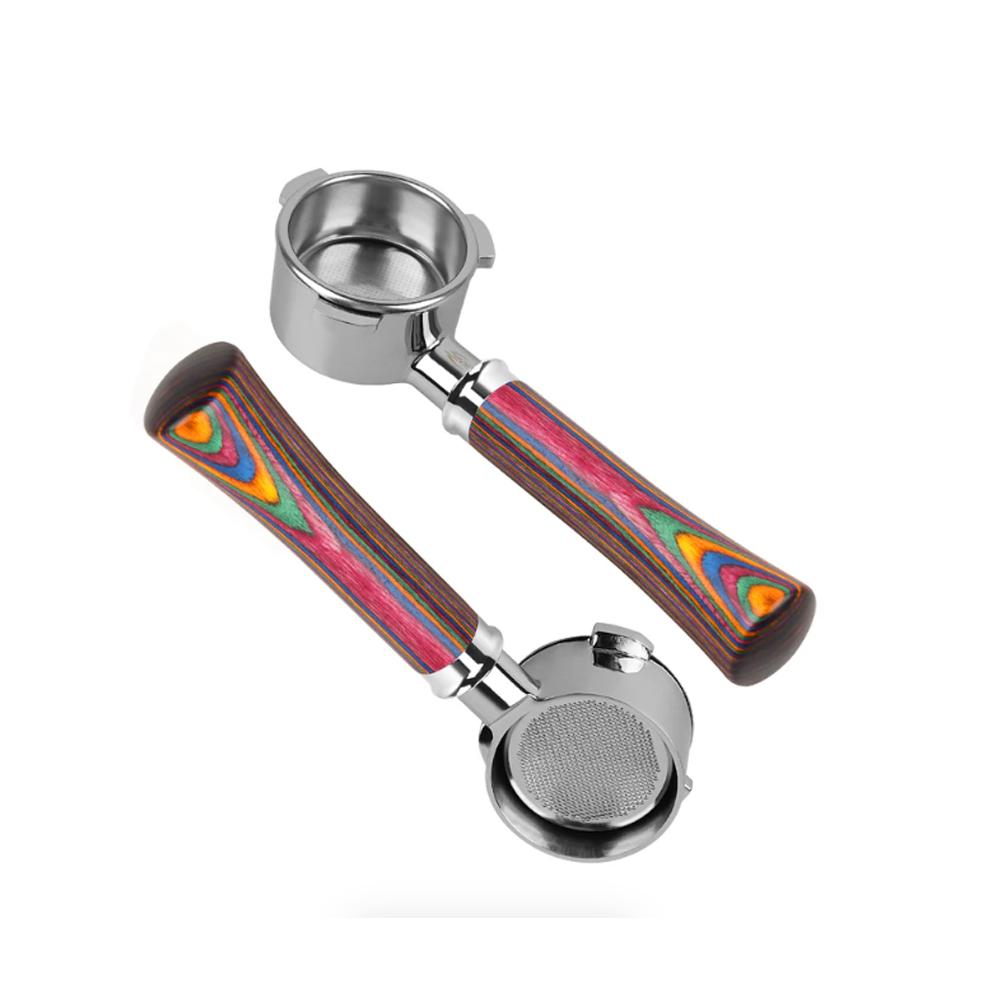 IKAPE Espresso Bottomless Portafilter Colorful Wooden Handle--Rainbow