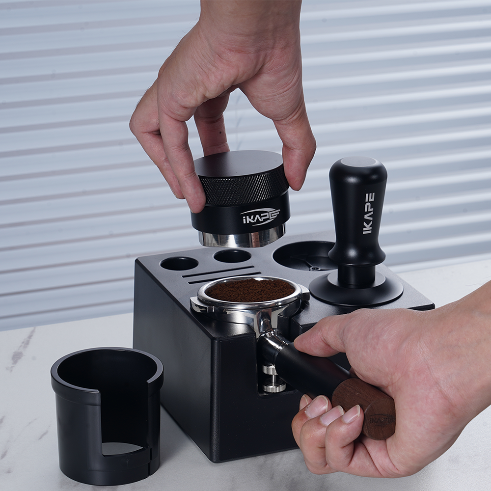 IKAPE Coffee Tamper Distributor With Small 7 in 1 ABS Tamper Organizer