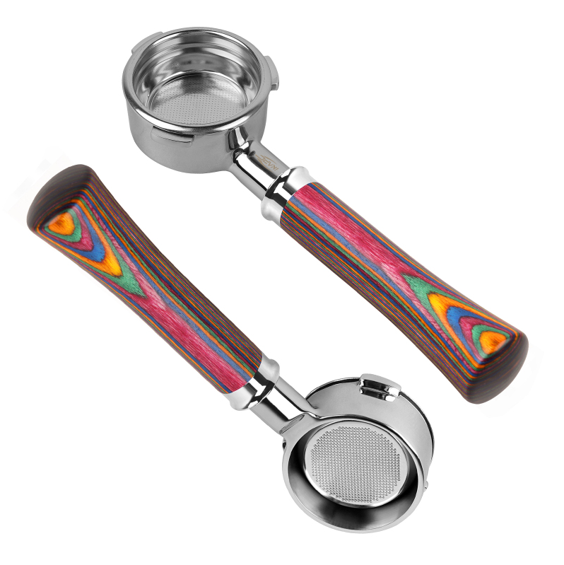 IKAPE Espresso Bottomless Portafilter Colorful Wooden Handle--Rainbow