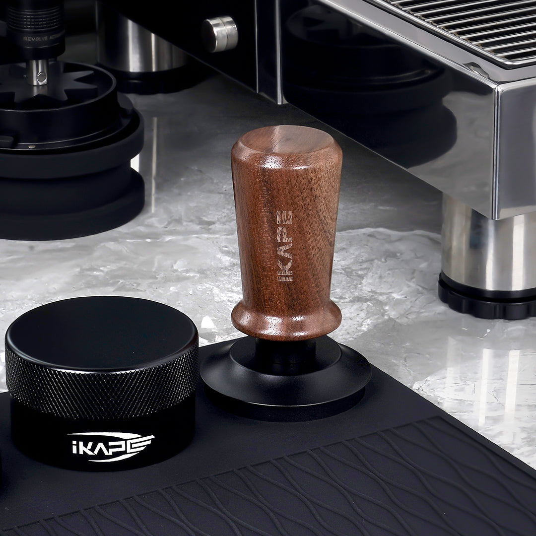 IKAPE V3 Calibrated Coffee Tamper(Wooden Handle,Black Base)