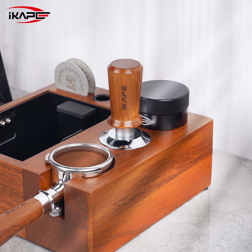 IKAPE Coffee Tamper with Wooden Handle, Spring-loaded Calibrated Tamper - Thumbnail 4