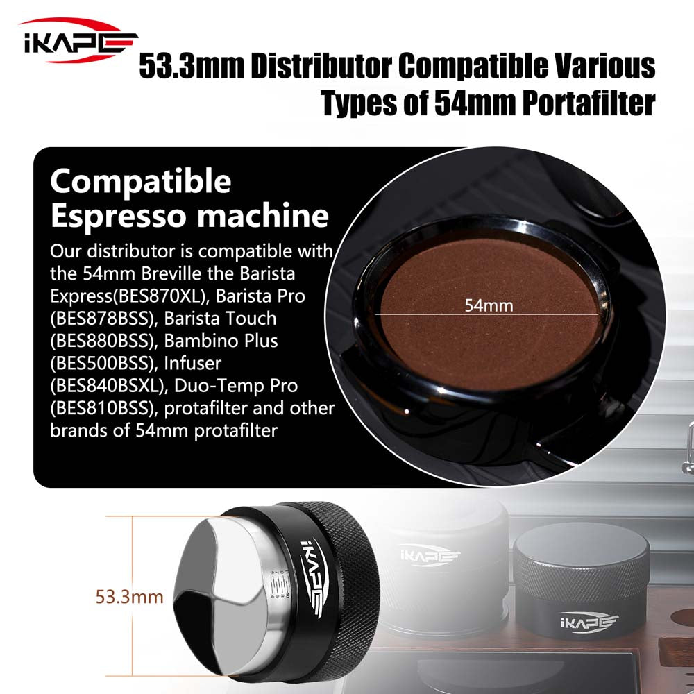 IKAPE Coffee Distributor, Espresso Gravity Distributor (Black)