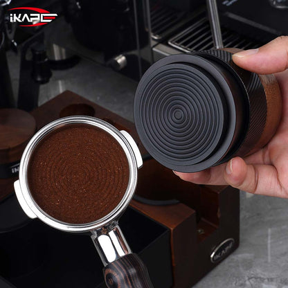 IKAPE V4 Espresso Calibrated Tamper with Spring Loaded(Wooden Handle,Black Base)