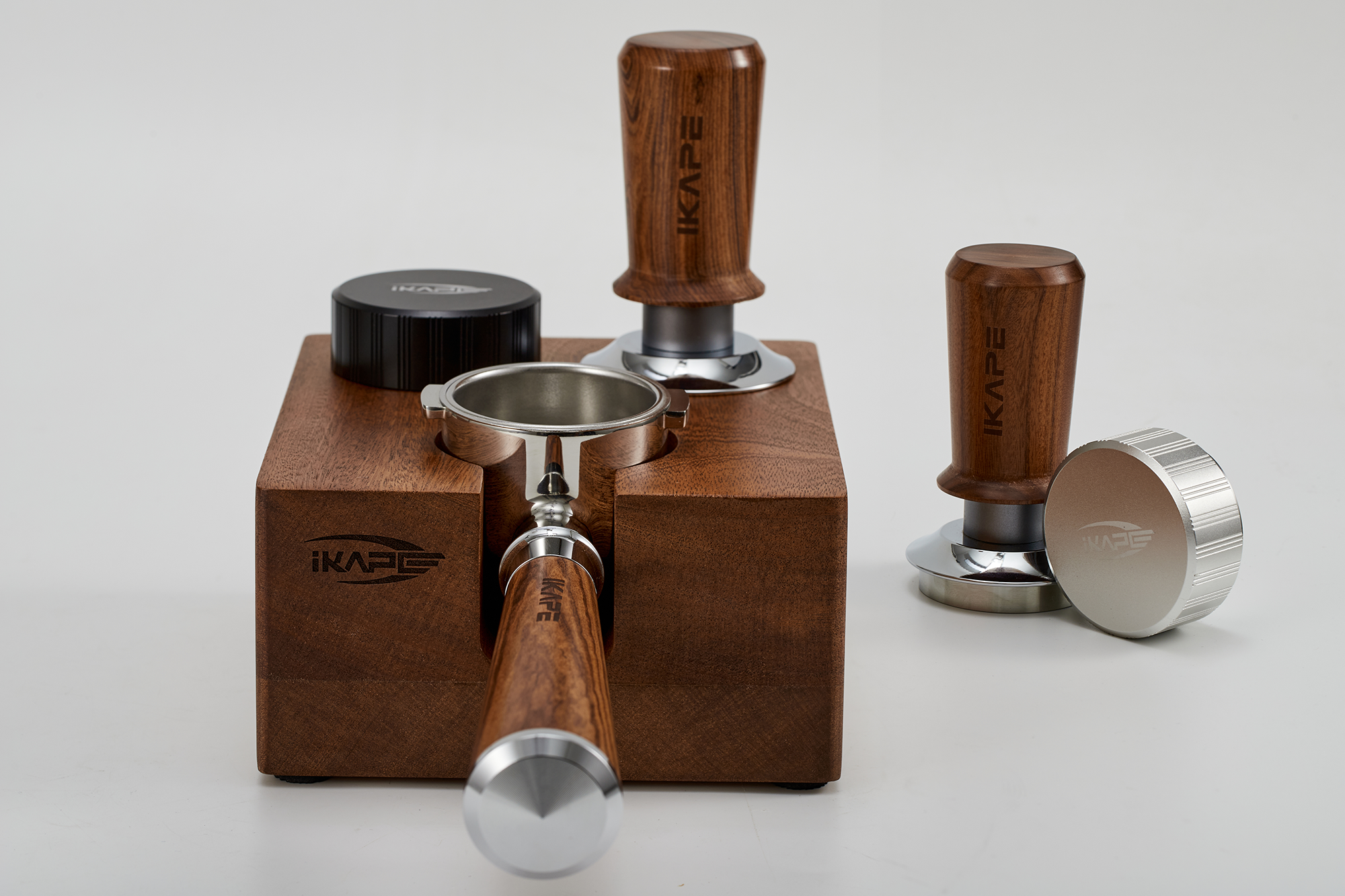 IKAPE Espresso Tamper Station Wooden Coffee Tamper Holder Base