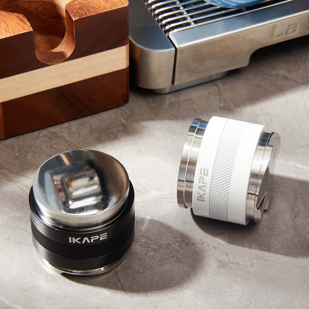 IKAPE Coffee Distributor & Hand Tamper, 2 in 1 Adjustable Depth Espres