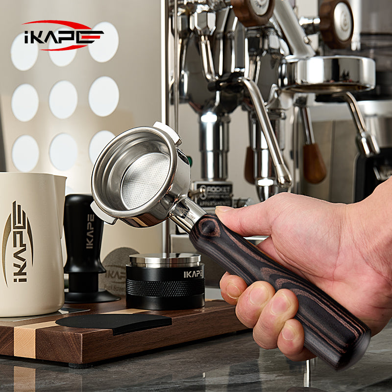 IKAPE Espresso Bottomless Portafilter Colorful Wooden Handle-Hantom