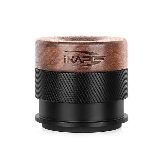 IKAPE V4 Espresso Calibrated Tamper with Spring Loaded(Wooden Handle,Black Base)