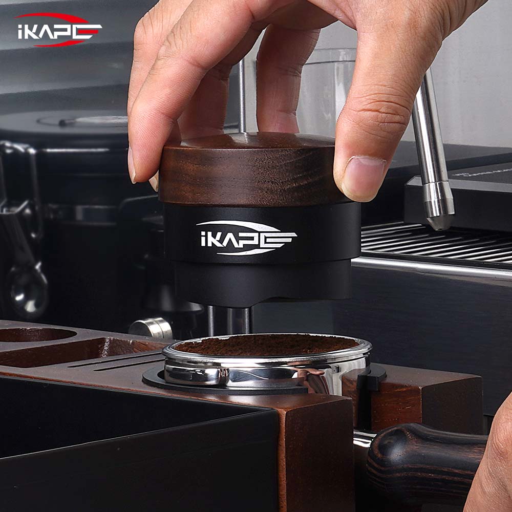 IKAPE Coffee Distributor, Espresso Gravity Distributor(Wooden Handle,Black Base)