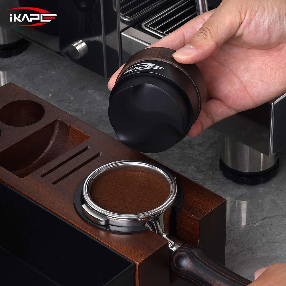 IKAPE Coffee Distributor, Espresso Gravity Distributor(Wooden Handle,Black Base)