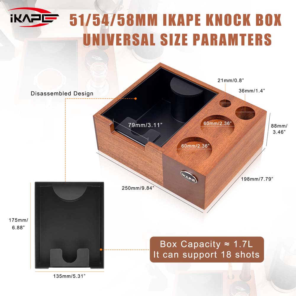 IKAPE V4 Espresso Knock Box, Espresso Coffee Organizer Box