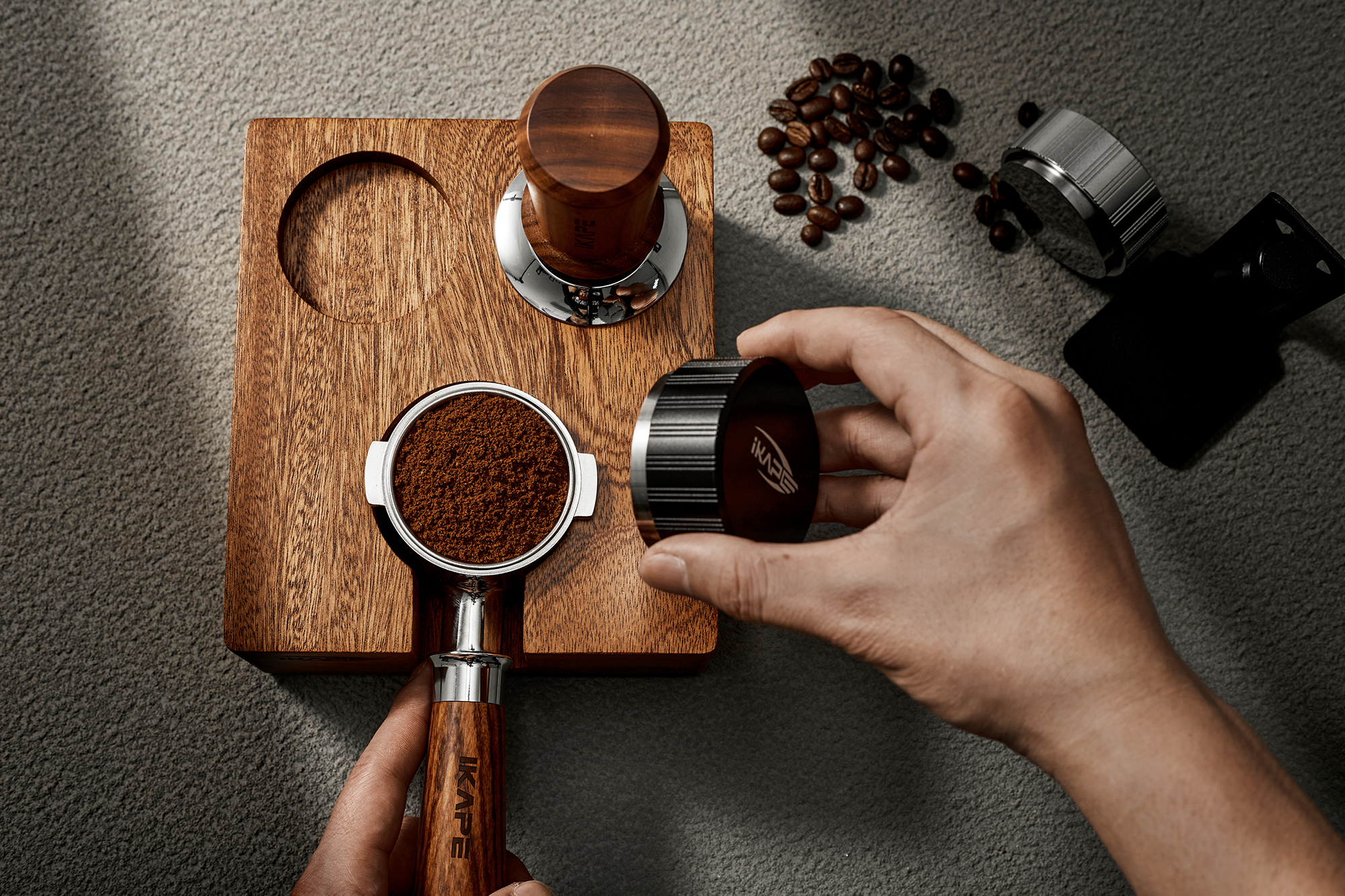 IKAPE Espresso Tamper Station Wooden Coffee Tamper Holder Base - Thumbnail 5