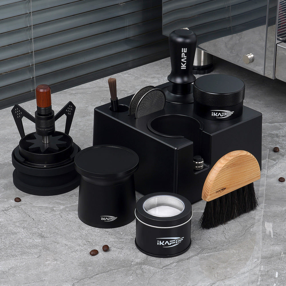 IKAPE Espresso Tools Set ABS 7-in-1 Knock Box All Black Kit