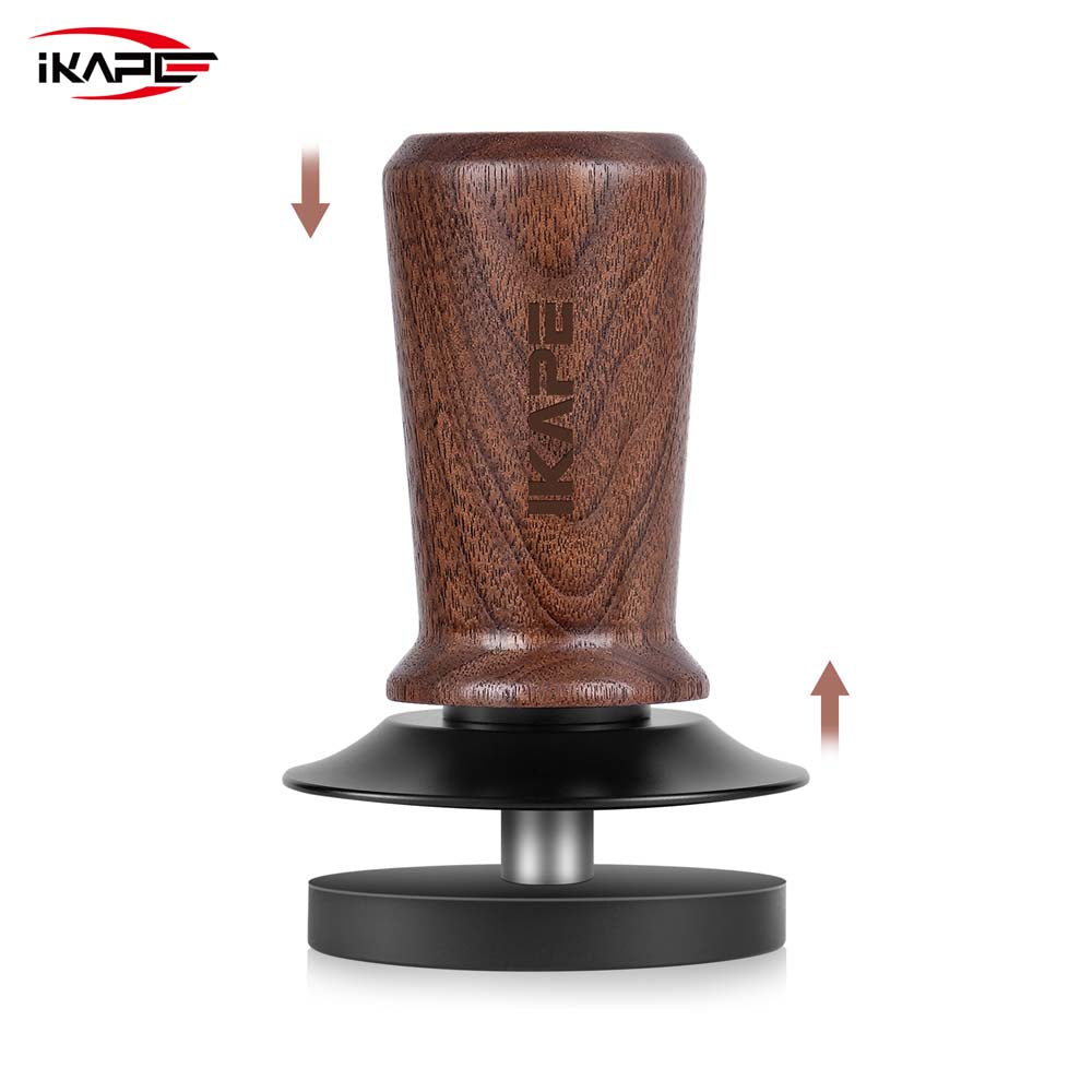 IKAPE V3 Calibrated Coffee Tamper(Wooden Handle,Black Base)