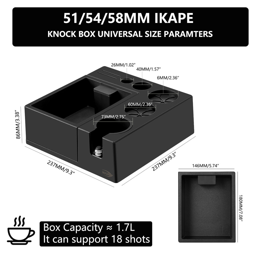 IKAPE Espresso Products, ABS V2 Knock Box For 51mm, 54mm, 58mm Portafilter
