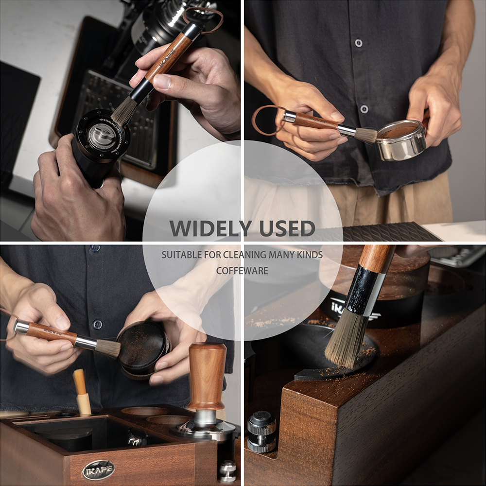 IKAPE Espresso Walnut Wood Handle Clean Brush - Thumbnail 5