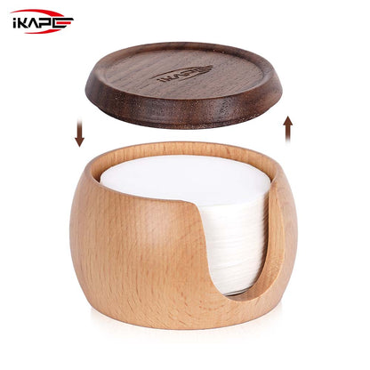 IKAPE Espresso Wooden box and 200pcs Paper Filters