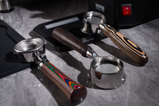 IKAPE Espresso Products, Bottomless Portafilter Colorful Wooden Handle
