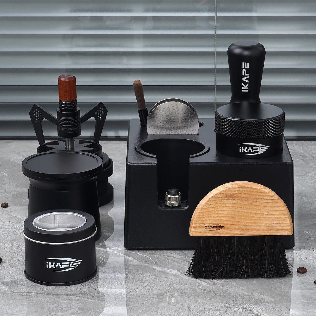 IKAPE Espresso Tools Set ABS 7-in-1 Knock Box All Black Kit