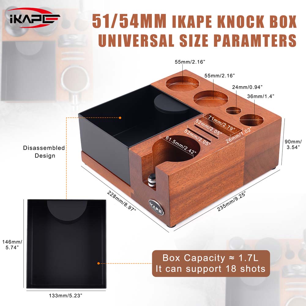 IKAPE V5 Espresso Knock Box, Espresso Coffee Organizer Box