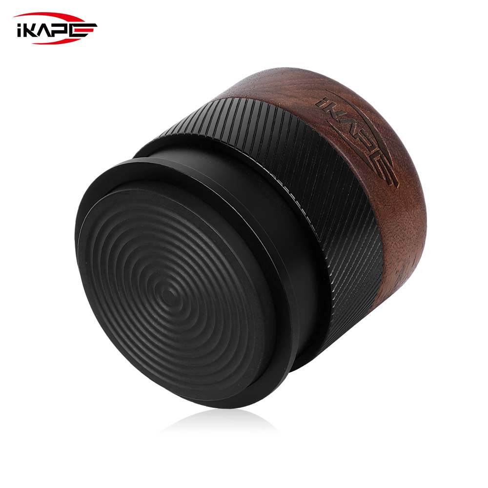 IKAPE V4 Espresso Calibrated Tamper with Spring Loaded(Wooden Handle,Black Base)