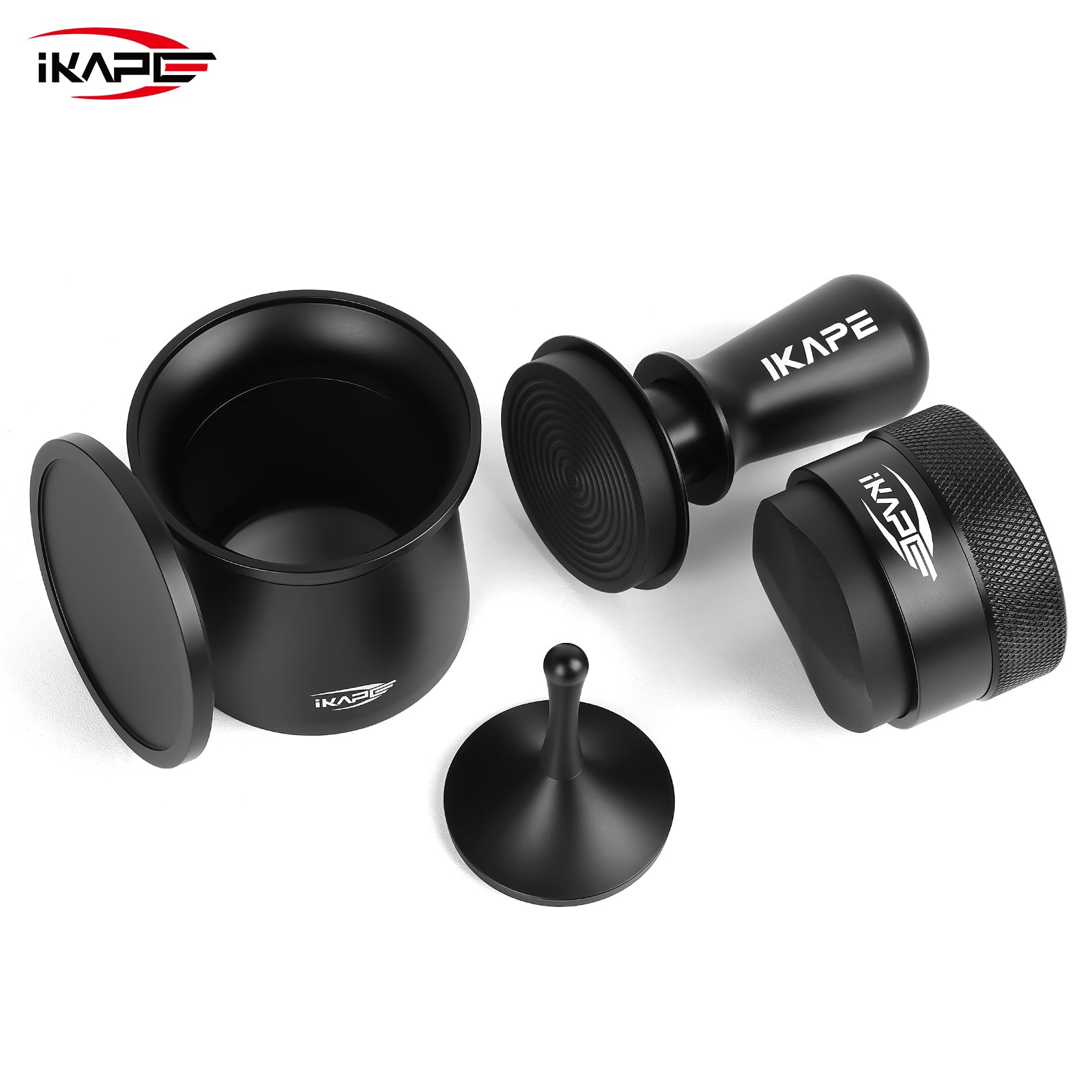 IKAPE Espresso Tamper Distributor Blind Shaker Cup Sets(All Black)