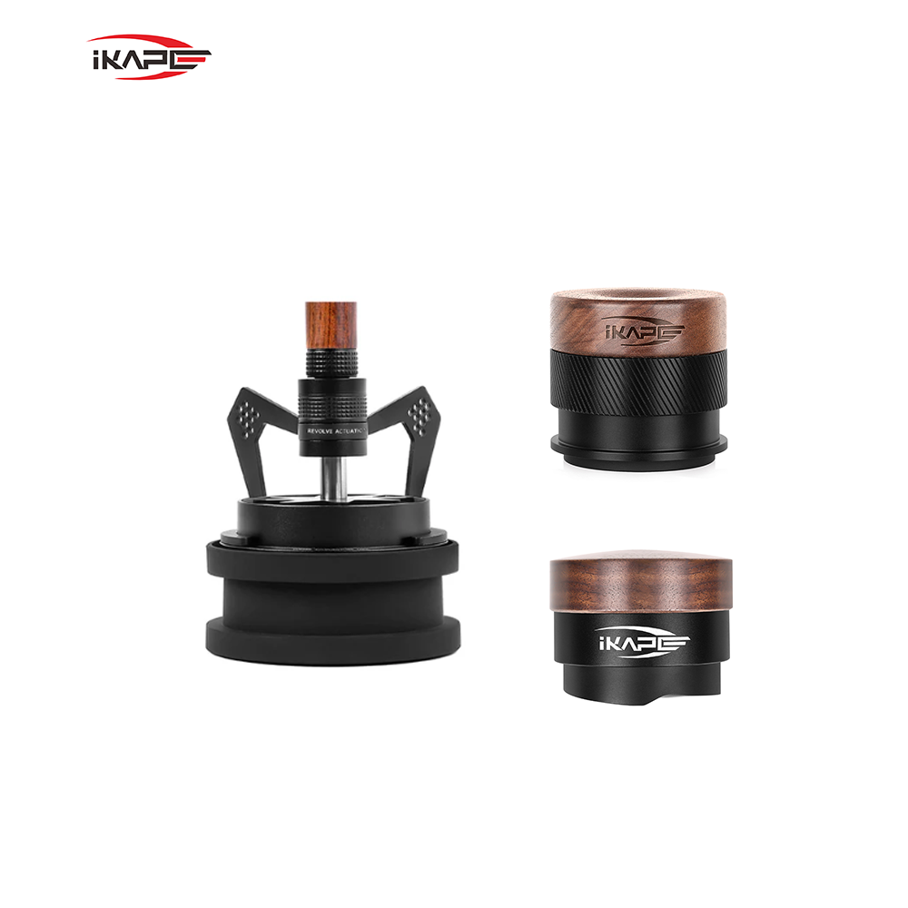 IKAPE Epsresso Rotary V2 WDT Distributor V4 Tamper Sets(Wooden Handle,Black Base)