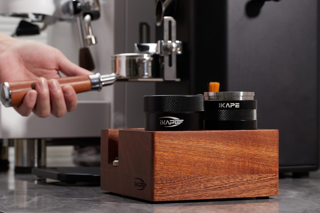 IKAPE Espresso Tamper Holder, Wooden Coffee Tamper Station Base (7 in One)
