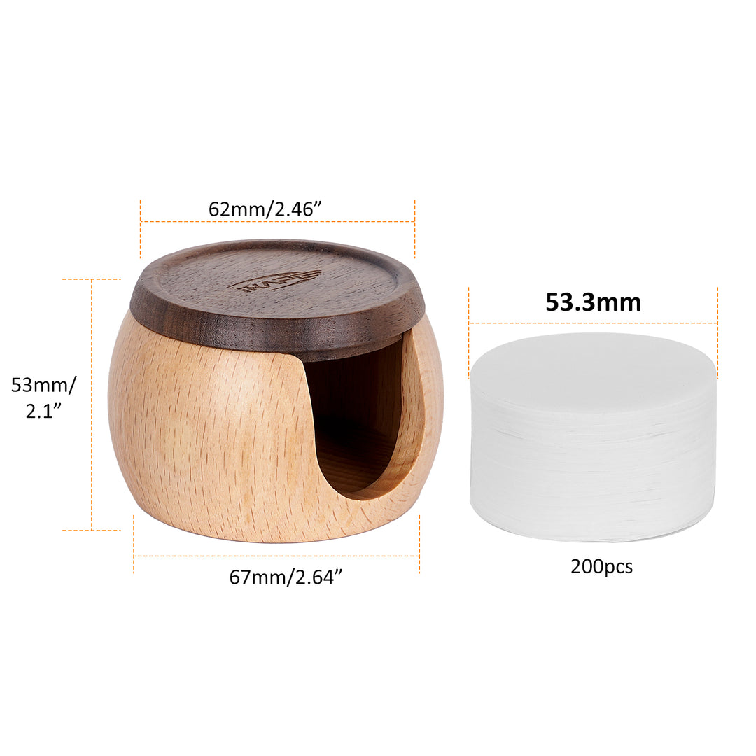 IKAPE Espresso Wooden box and 200pcs Paper Filters