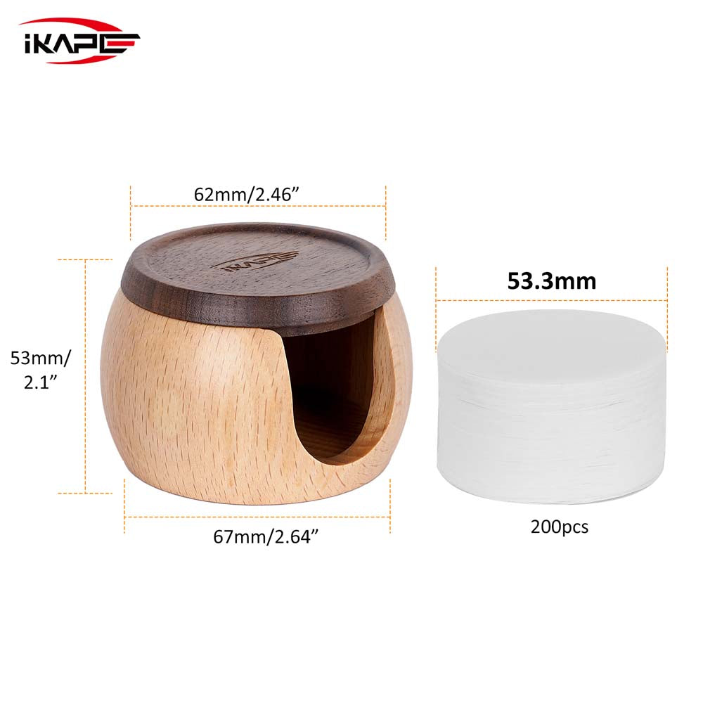 IKAPE Espresso Wooden box and 200pcs Paper Filters