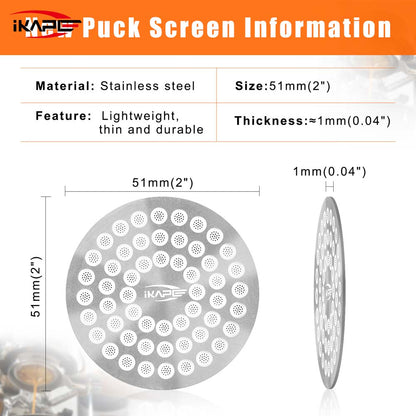 IKAPE V2 Espresso Puck Screen, Coffee Puck Screen Thick 0.8mm