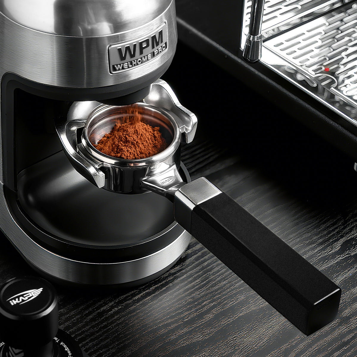 IKAPE Flat-Base E61 Bottomless Portafilter with High-Extraction Basket-CUBOID