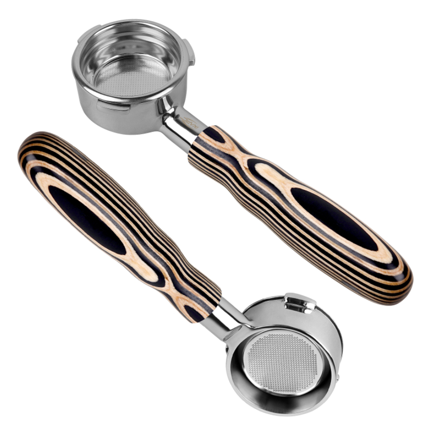 IKAPE Espresso Bottomless Portafilter Colorful Wooden Handle--Pearl White