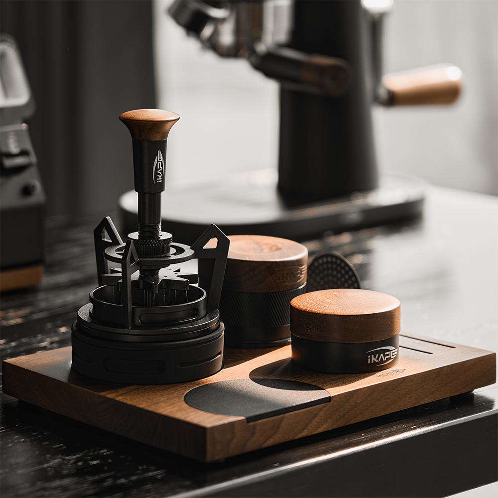IKAPE V4 Espresso Calibrated Tamper with Spring Loaded(Wooden Handle,B IKAPE V4 Espresso Calibrated Tamper with Spring Loaded(Wooden Handle,B