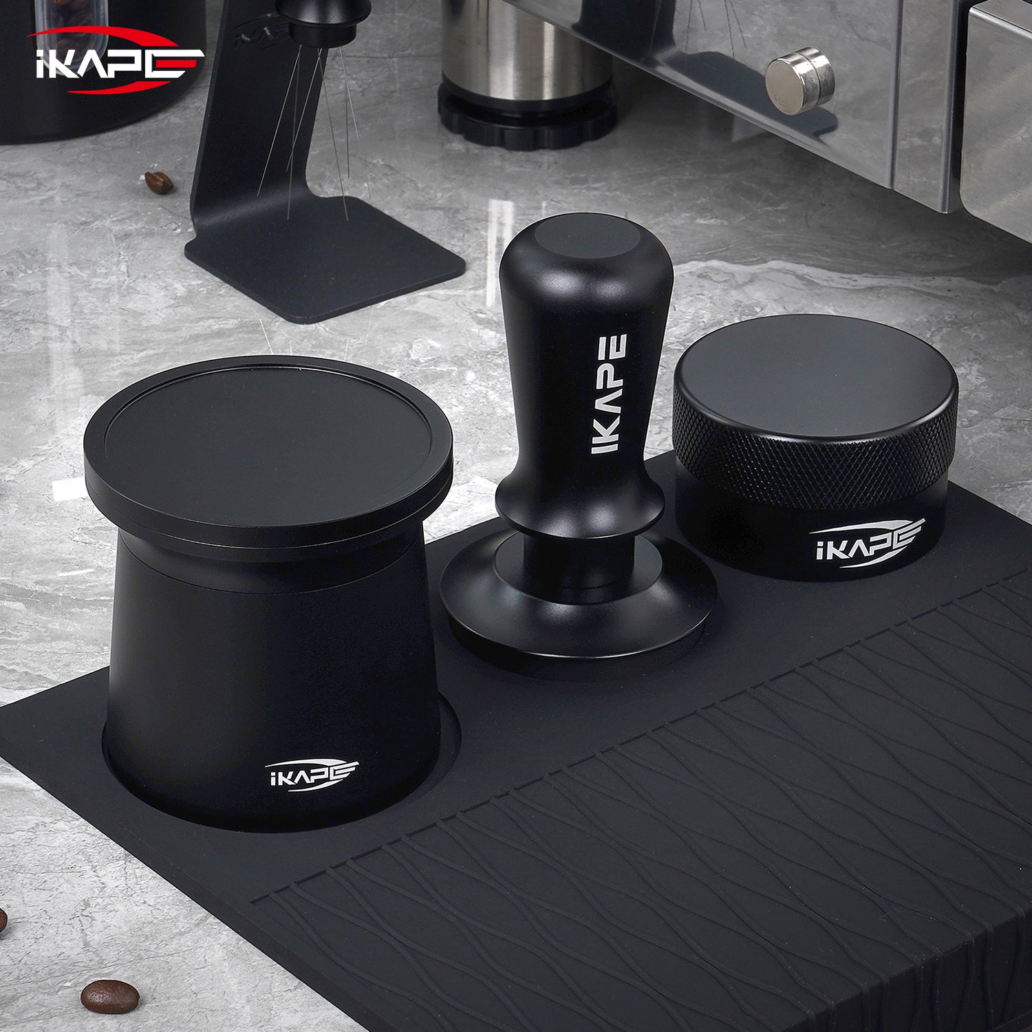 IKAPE Espresso Tamper Distributor Blind Shaker Cup Sets(All Black)