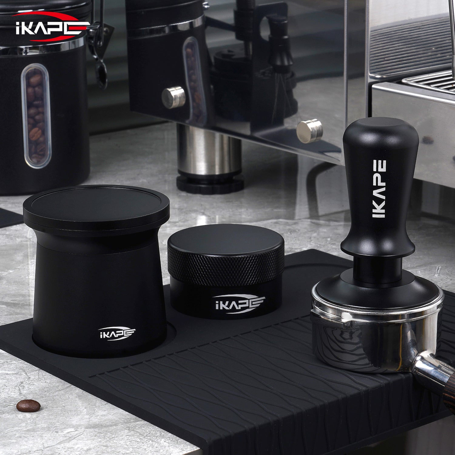 IKAPE Espresso Tamper Distributor Blind Shaker Cup Sets(All Black)