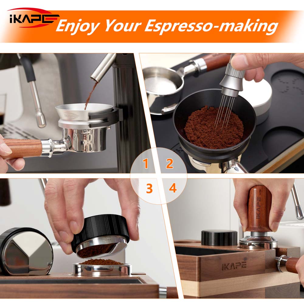 IKAPE Coffee Distributor, Adjustable Depth Espresso Distributor with Scale