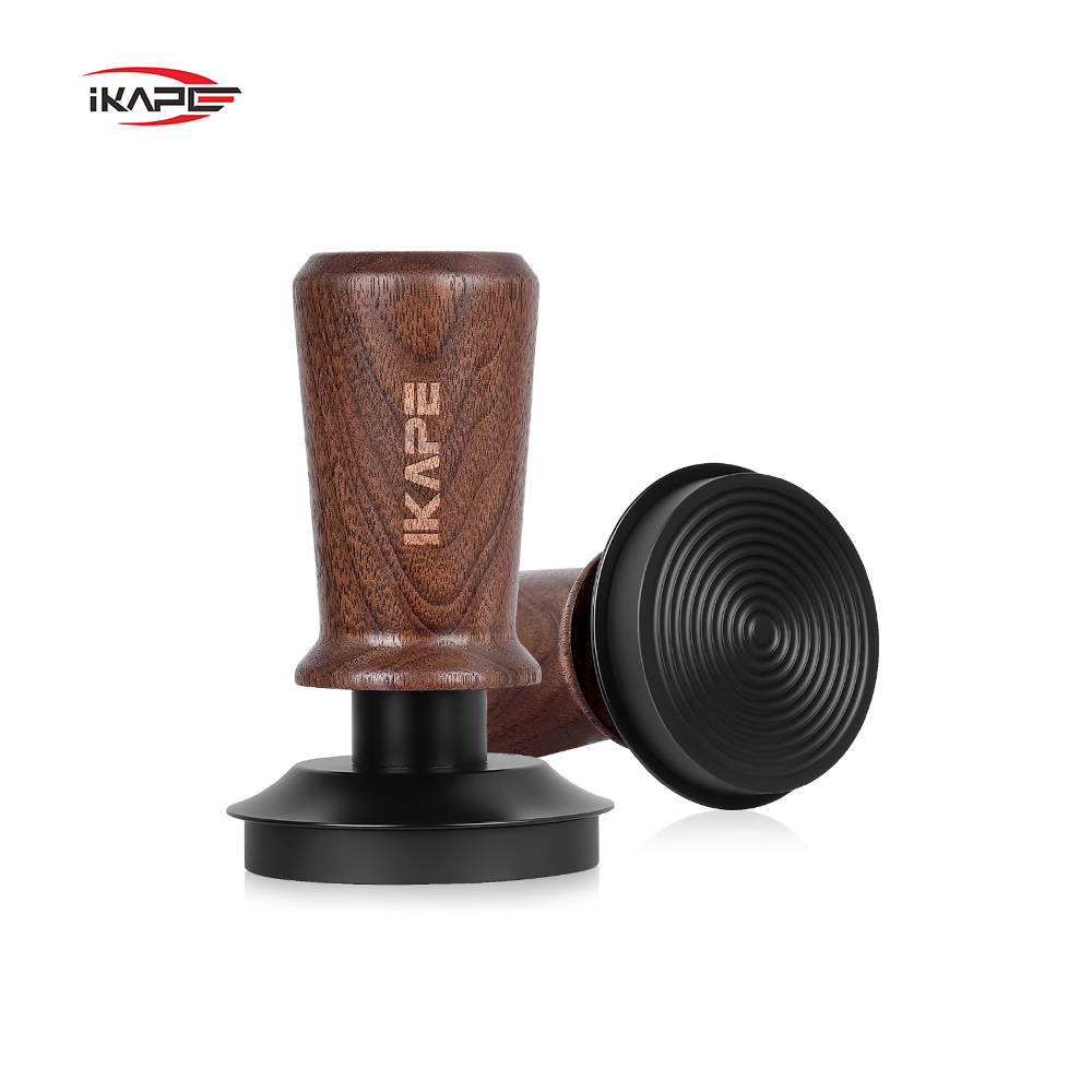 IKAPE V3 Calibrated Coffee Tamper(Wooden Handle,Black Base)