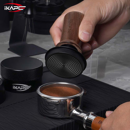 IKAPE V3 Calibrated Coffee Tamper(Wooden Handle,Black Base)