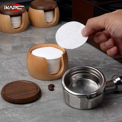 IKAPE Espresso Wooden box and 200pcs Paper Filters