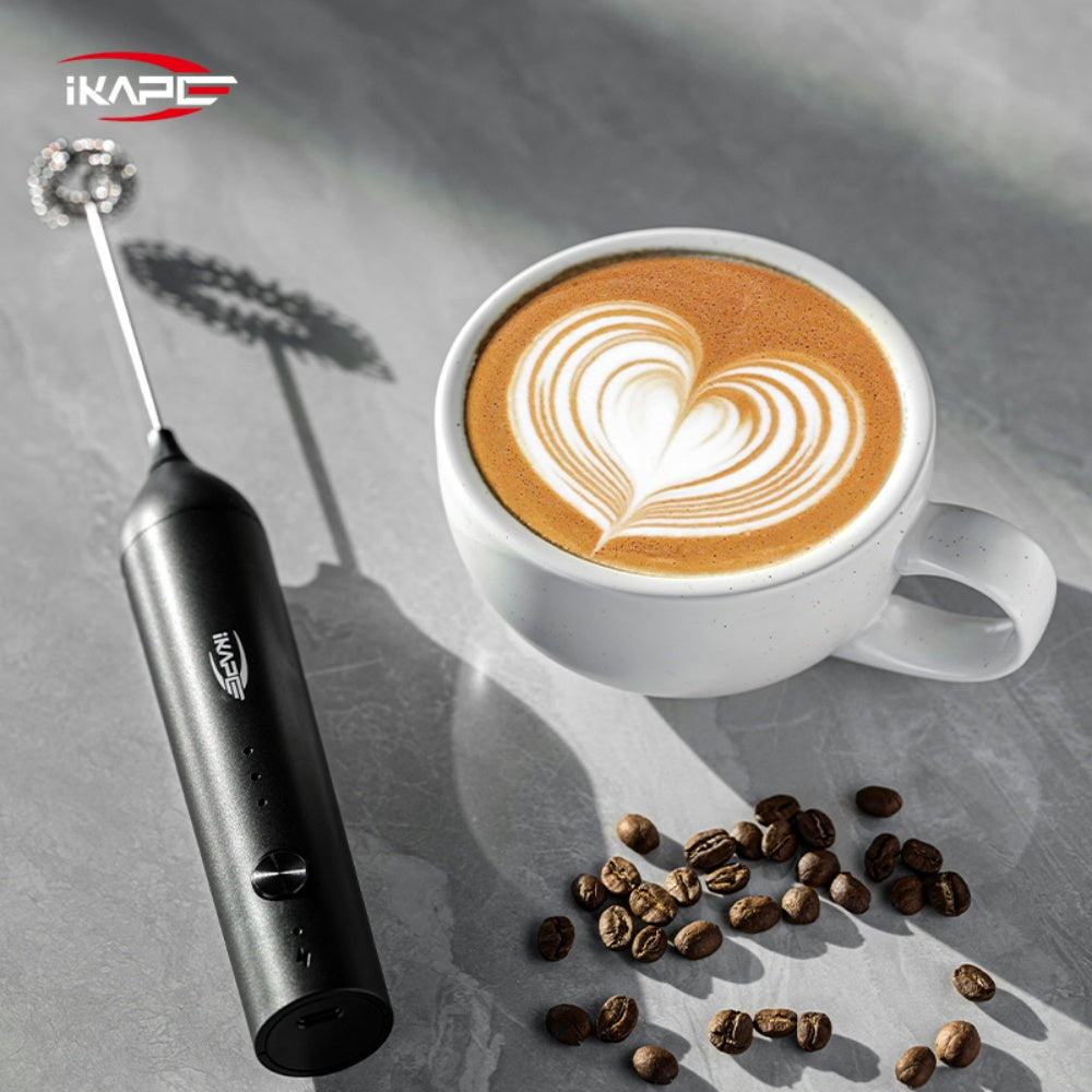 IKAPE Handheld Electric Milk Frother - Professional Coffee Foam Maker