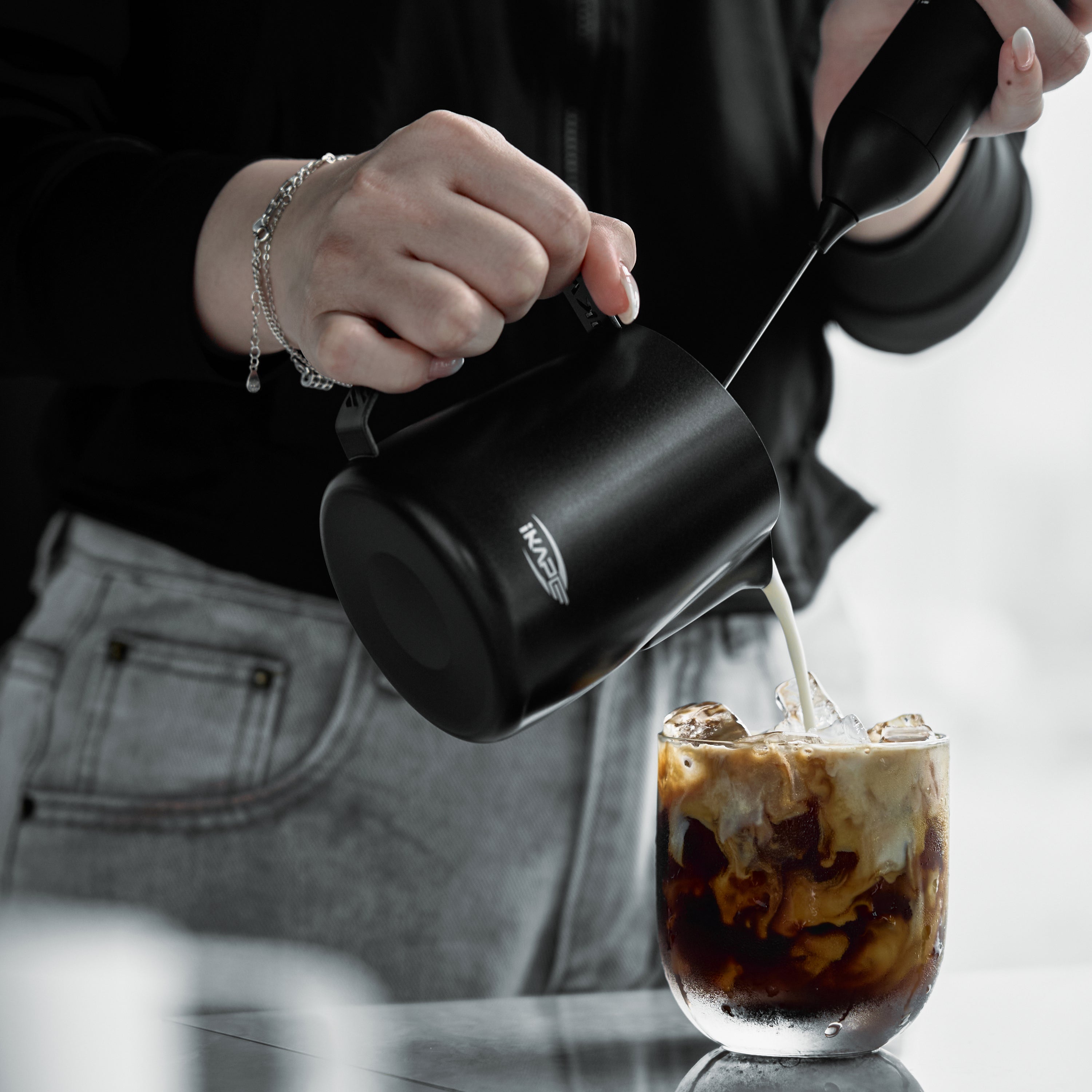 IKAPE-Espresso-Milk-Latte-Art-Pitcher - Hollow-Handle